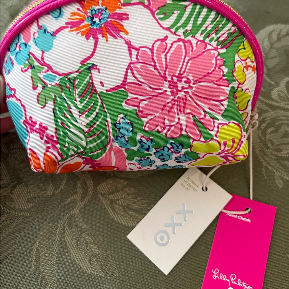 Lilly Pulitzer 20th Anniversary Collection - Geometric Green and Pink Pouch